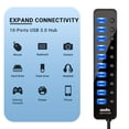 thumbnail image 2 of USB 3.0 Hub, 10-Port USB Data Hub Splitter With Separate On/Off Switch And Power Adapter USB Extender For Mouse, Keyboard, Hard Drive Or More USB Devices, 2 of 6