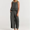 thumbnail image 2 of JINMGG Two Piece Outfits Women, 2026 Fashion Fall 2PC Fashion Woman Round Neck Solid Sleeveless Blouse +Loose Pockets Pants Sets Dark Gray XL, 2 of 9