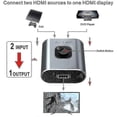 thumbnail image 2 of Hdmi Switch 4k Hdmi Splitter - Gana Prime Aluminum Bi-directional Hdmi Switcher 1 In 2 Out (single Display) Or 2 Input 1 Output, Supports 4k 3d Hd 108, 2 of 5