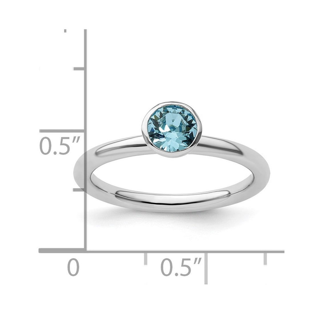 925 Sterling Silver Bezel Polished Stackable High 5mm March Crystal Ring Size 10 Stackable Ring for Women