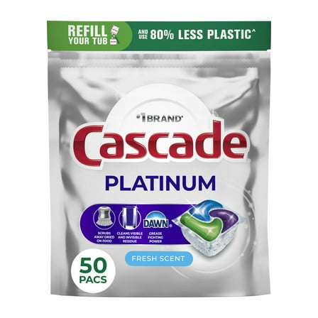 Cascade Platinum ActionPacs Dishwasher Detergent - Fresh Scent - 50 ct- Pack of 2