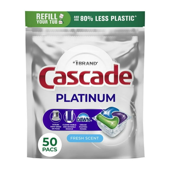 Cascade Platinum ActionPacs Dishwasher Detergent - Fresh Scent - 50 ct- Pack of 2