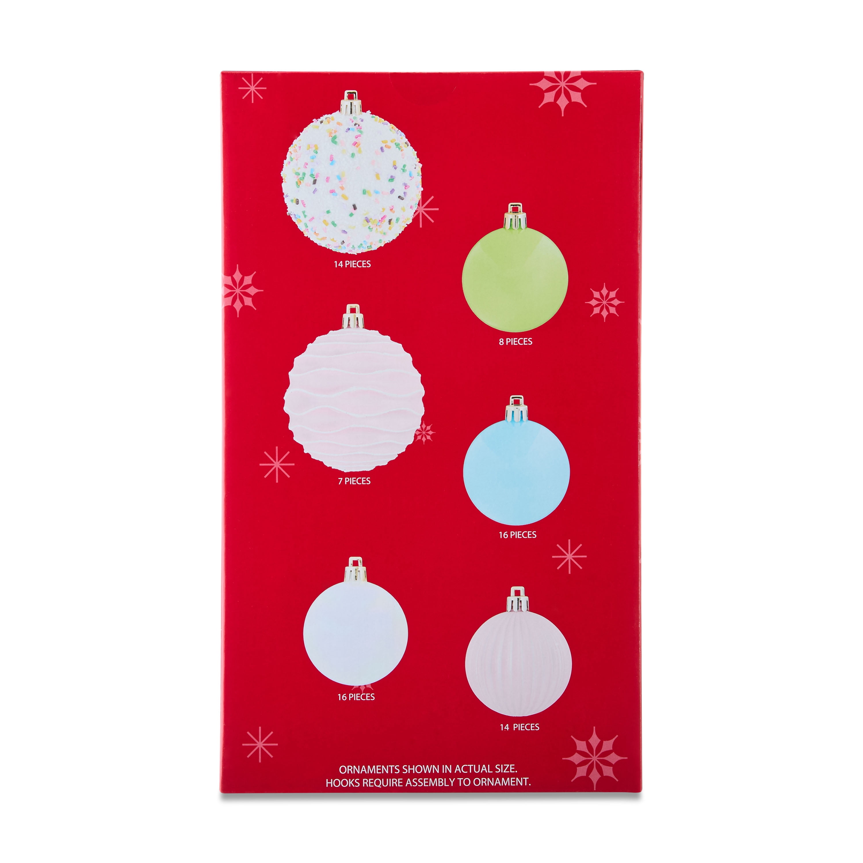 Candy Shatterproof Christmas Ball Ornaments, 9.5 in, 75 Count, by Holiday Time