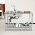 thumbnail image 5 of 201 Stainless Steel Kitchen Sink, 2-Bowl Design with Pull-Out Spray Faucet, 220LBS Capacity, Free Standing for Home, Commercial., 5 of 19