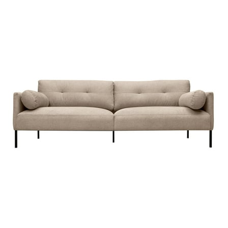 Modern Beige Sofa 84 Inch Fabric Couch with Metal Legs Living Room Seating