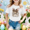 thumbnail image 2 of LRen Easter Shirts for Girls Cartoon Bunny Short Sleeve T Shirts Loose Happy Easter Preppy Tops Tee for Toddler & Kids, 2 of 5