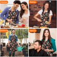 thumbnail image 4 of Pioneer Flower Floral Print Pattern Apron for Women and Men, Cotton Linen Waterproof with Pockets, Adjustable, 33x27 Inch for Kitchen, Gardening, BBQ, Salon, 4 of 6