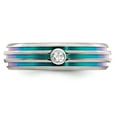 thumbnail image 4 of Grey Titanium Ring Band Wedding Multi-colored Grooved Sapphire (Colors) Round White, 4 of 7