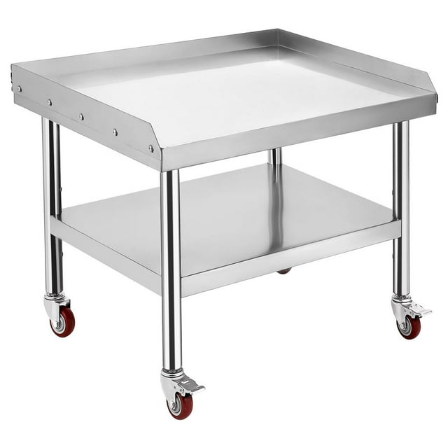 Table de Travail Commerciale en Acier Inoxydable, Support de Gril Mobile 24"x28"x24 Pouces avec Tablette Inférieure Réglable pour Restaurant et Cuisine Familiale