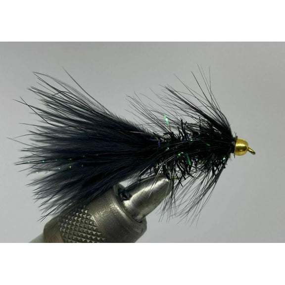 One Dozen (12) - Beadhead Crystal Bugger - Black - Streamer