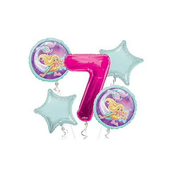 Mermaid Happy Birthday Balloon Bouquet 5 pc, 7th Birthday, | Viva Party Balloon Collection
