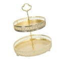 thumbnail image 2 of Bandeja de pastelería de doble capa, plato decorativo de exhibición de postres y galletas doradas y cobre para boda, grano Vertical ahuecado, 2 of 10