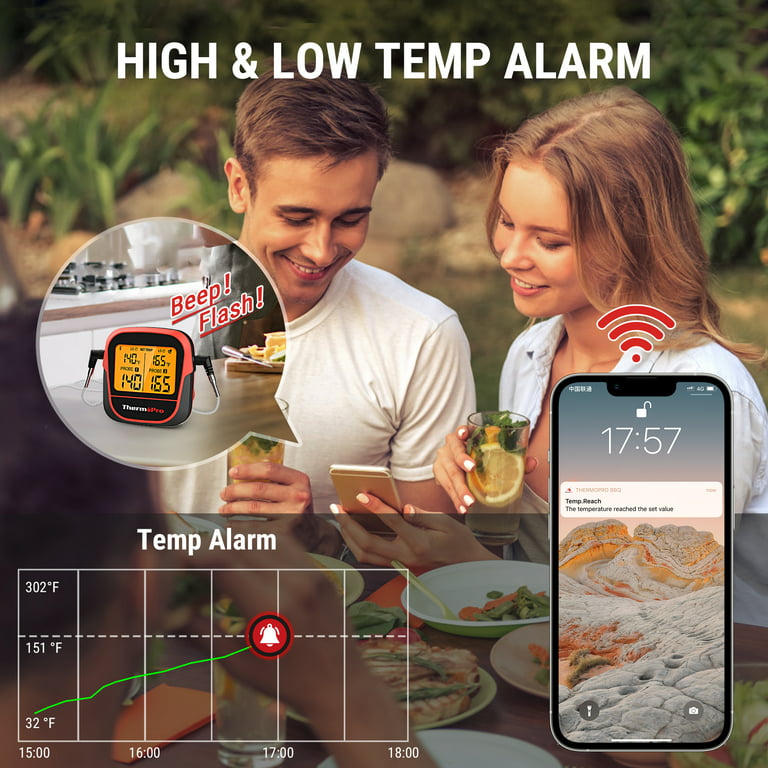TThermoPro TP920w 500FT Wireless Bluetooth Meat Thermometer with Dual  Temperature Probe Smart Digital Cooking BBQ Thermometer for Grilling Oven  Food