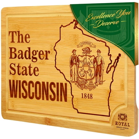 Bamboo State Cutting Board for Kitchen – Wisconsin Cheese Board Charcuterie Platter & Serving Tray (15 x 10 )