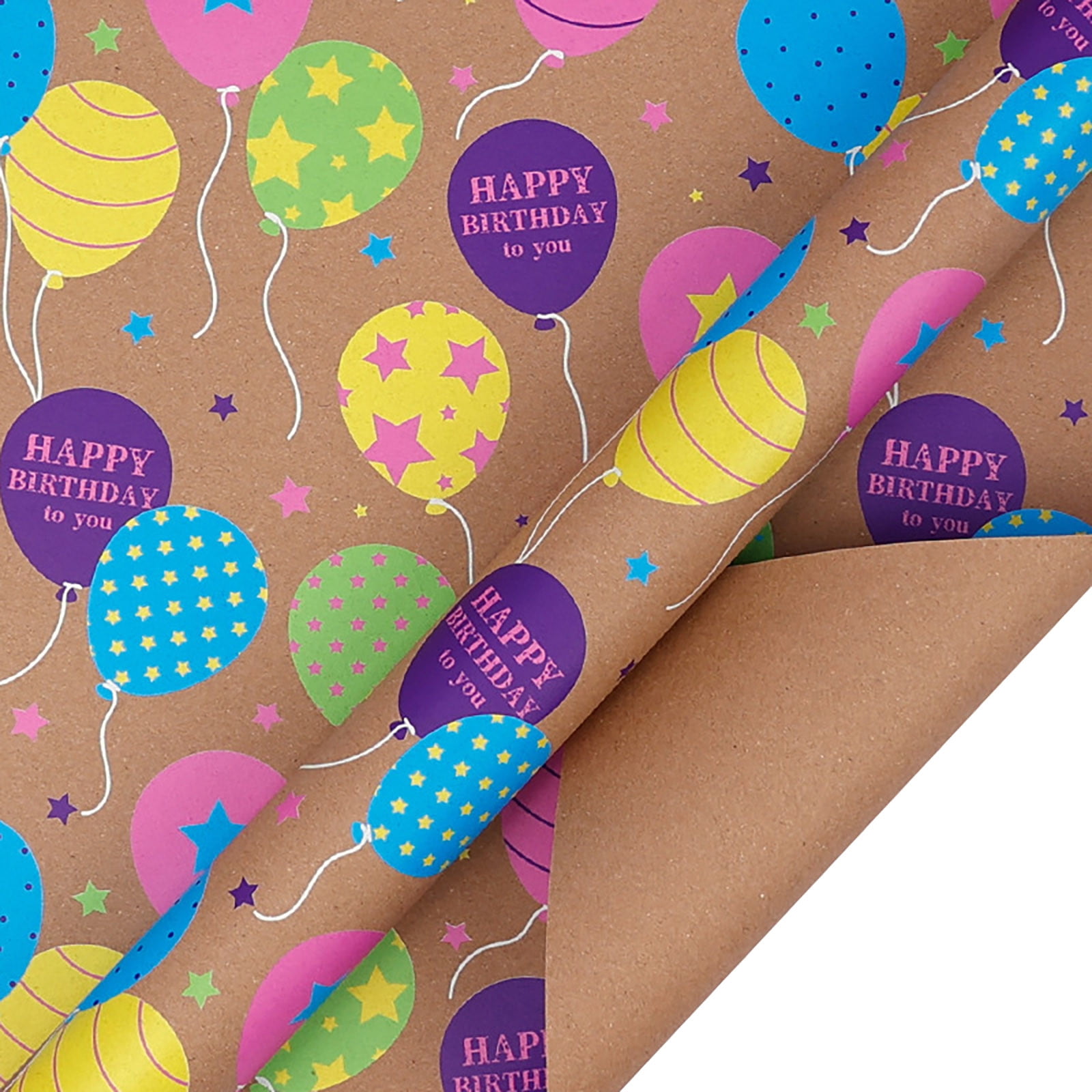 Wrapping Paper Kraft Paper, Colorful Birthday Text Wrap Design, for Birthdays, Graduations, Celebrations