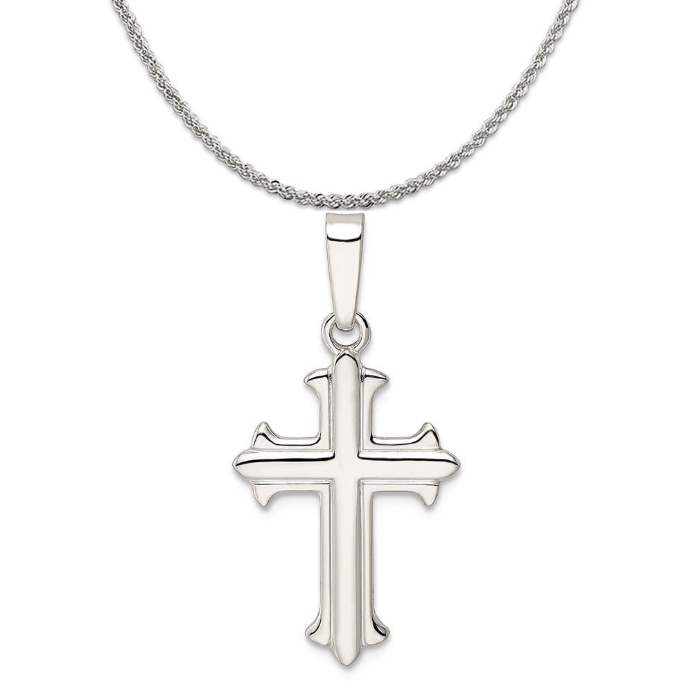 14K Yellow Gold-plated 925 Silver Box Shaped Cross Pendant with 18 Necklace Jewels Obsession Cross Necklace