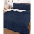 thumbnail image 3 of Quilts Full Size, Solid Dark Blue Soft Comforter Bedding Set for Bed, Minimalism Abstract Denim Texture Lightweight Quilted Bedspread with Pillow Cover(2 Pieces) for All Season, 78x90 Inch, 3 of 6