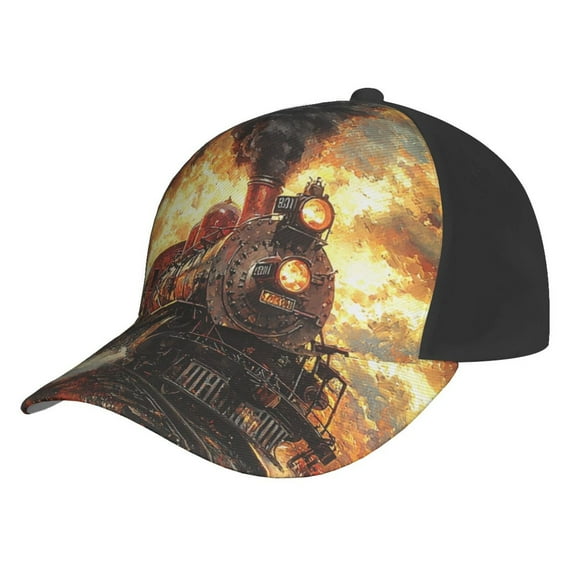 Baseball Caps Adjustable Outdoor 3D Dad Casual Hat Snapback , Retro Steam Train Vintage