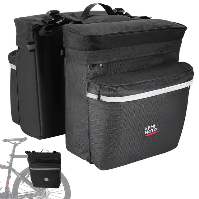Alforjas para bicicleta KEMIMOTO 34L, impermeables y con funda para lluvia, color negro