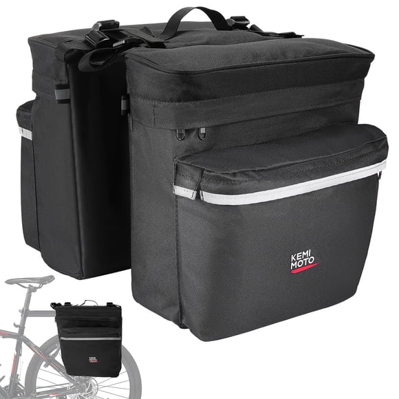 Alforjas para bicicleta KEMIMOTO 34L, impermeables y con funda para lluvia, color negro