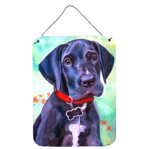 Carolines Treasures 7312DS1216 Great Dane Natural Ears Black Pup Wall or Door Hanging Prints 12x16 multicolor
