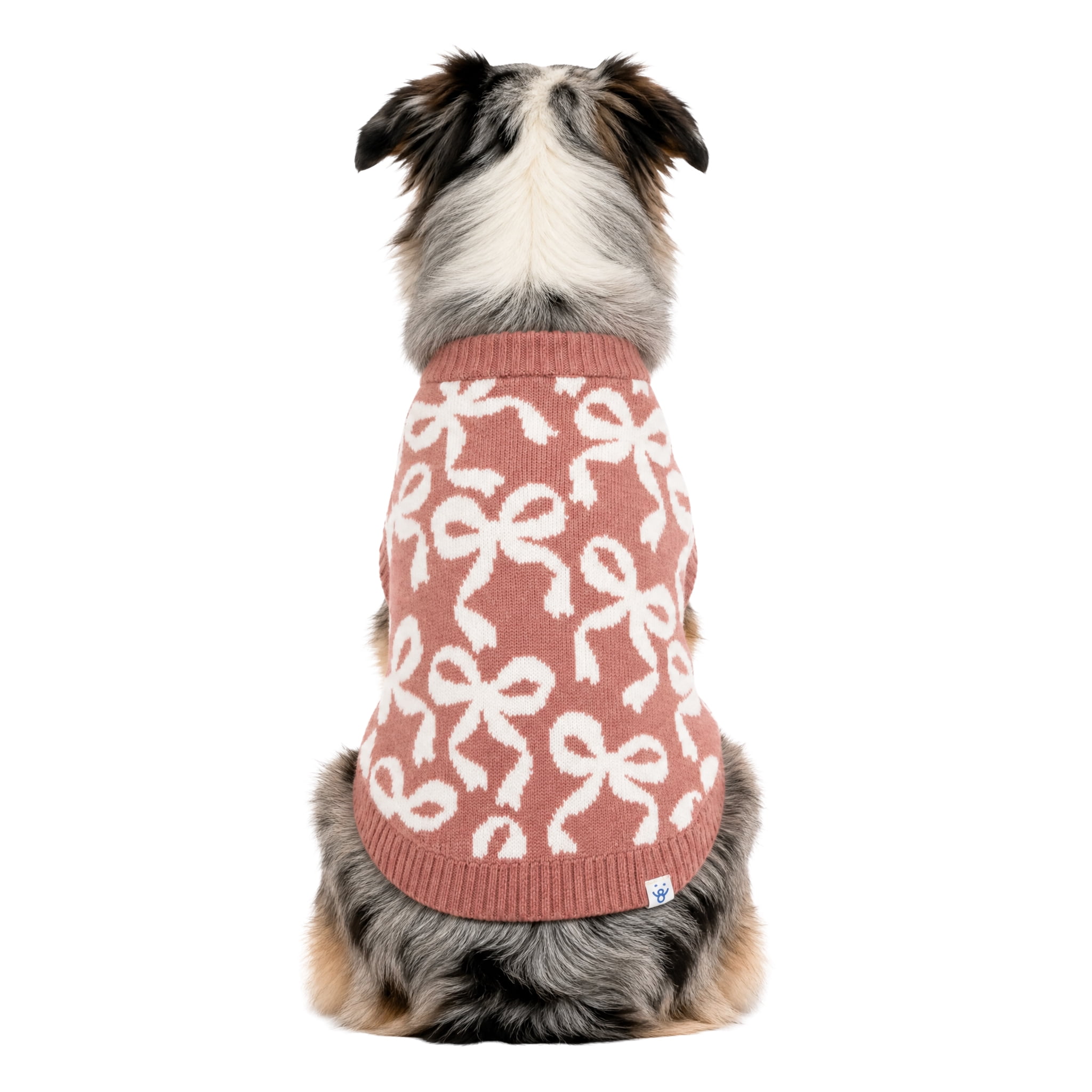 Oodles Bow Jacquard Fall Dog Sweater, Red, Large