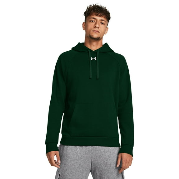 Men's Under Armour Solid Rival Fleece Hoodie Color: Forest Green Size: L