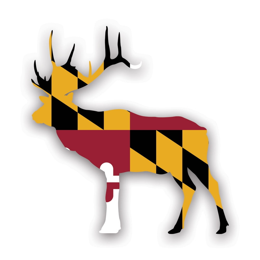 Maryland Deer Shaped Flag Sticker Decal - Self Adhesive Vinyl ...