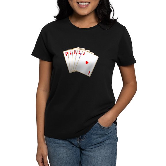CafePress - Ace Hearts Flush T Shirt - Women's Traditional Fit Dark T-Shirt