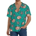 thumbnail image 3 of Honeii 's Starfish and Shell for men's short-sleeved button-up collared shirt featuring a pocket, perfect for beach vacations, and travel adventures., 3 of 5