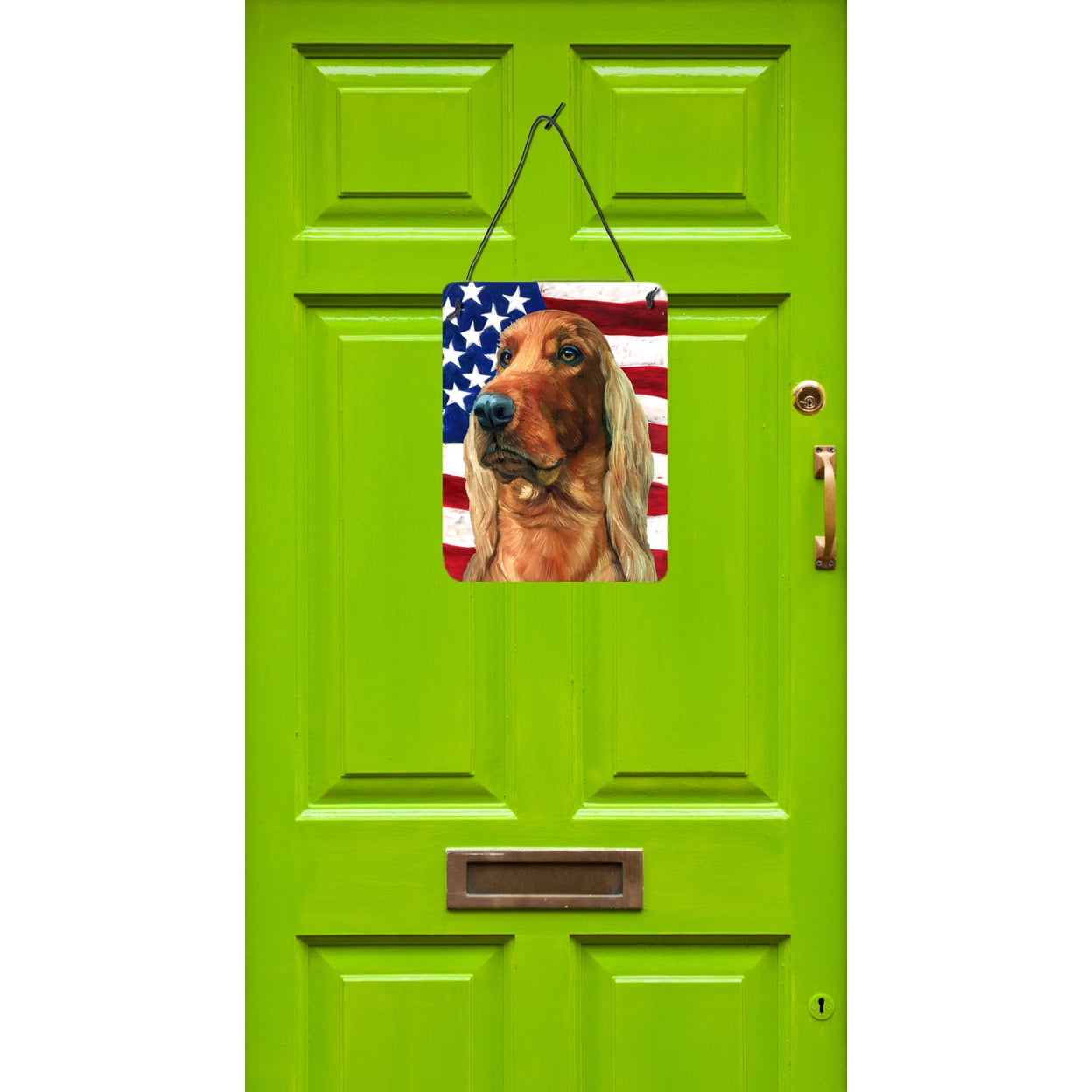 Carolines Treasures LH9541DS1216 Irish Setter USA Patriotic American Flag Wall or Door Hanging Prints 12x16 multicolor