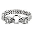 thumbnail image 1 of Pulsera con dijes de animales punk, pulsera de cadena de acero inoxidable para hombres, joyería (tamaño: 19cm, Color : Plata), 1 of 5