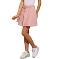 thumbnail image 4 of Falda de mezclilla mini de cintura alta A-line para mujeres Inspire Chic con cinturón S Rosa, 4 of 6