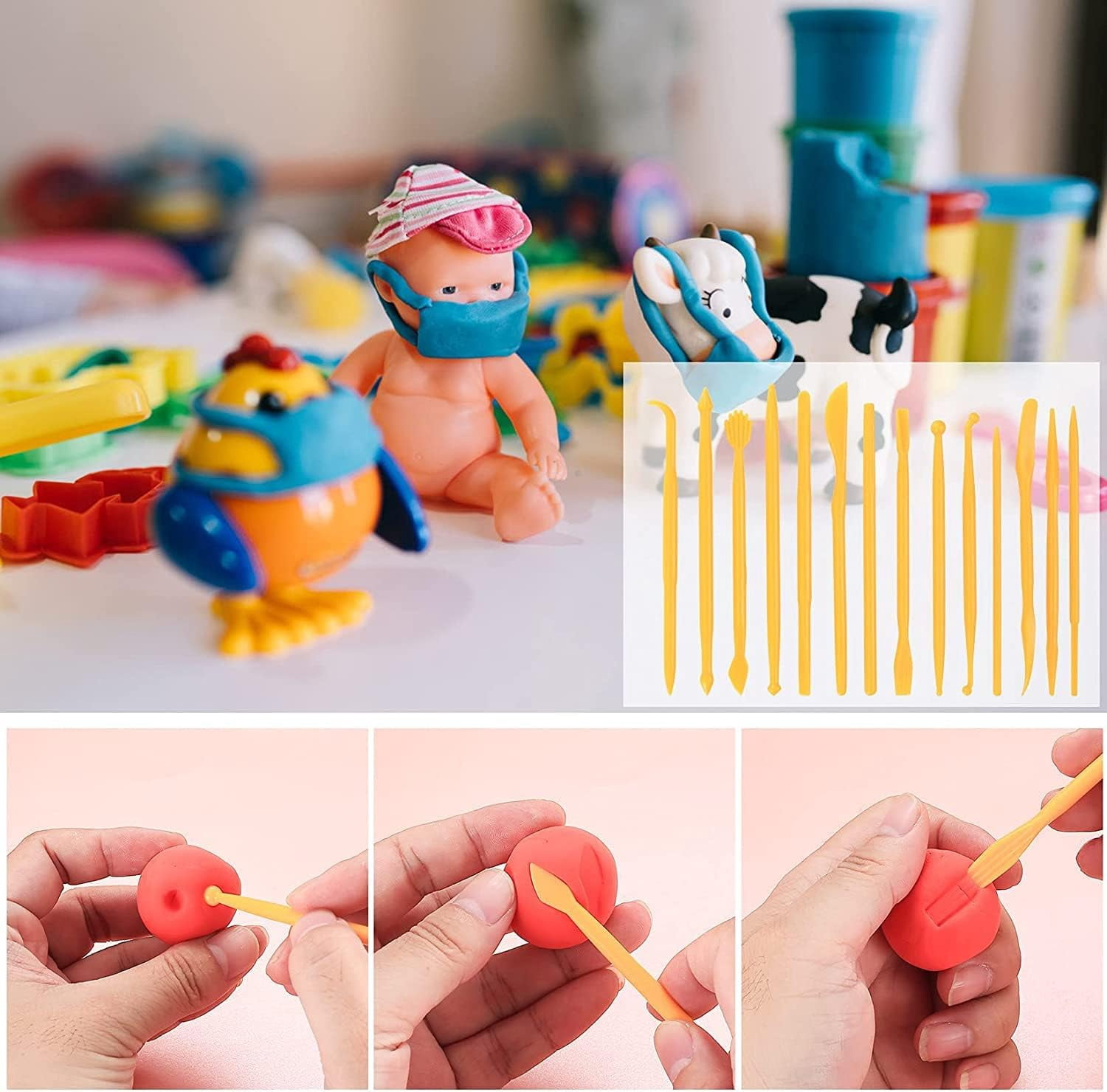 39 Pcs Pottery Clay Sculpting Tools Polymer Clay Tools, Wood Carving Tools Pottery Clay Modelling Tools Double-Ended for Sculpture Modelling Clay Polymer Ceramic Embossing with Storage Case