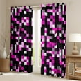 thumbnail image 2 of Manfei Abstract Pixel Black Out Curtains,Minimalism Geometric Checkered Curtains Pack of 2 (42x63 Each),Pink Black Bedroom Curtains For Girls Boys,Super Cozy Room Decor, 2 of 6