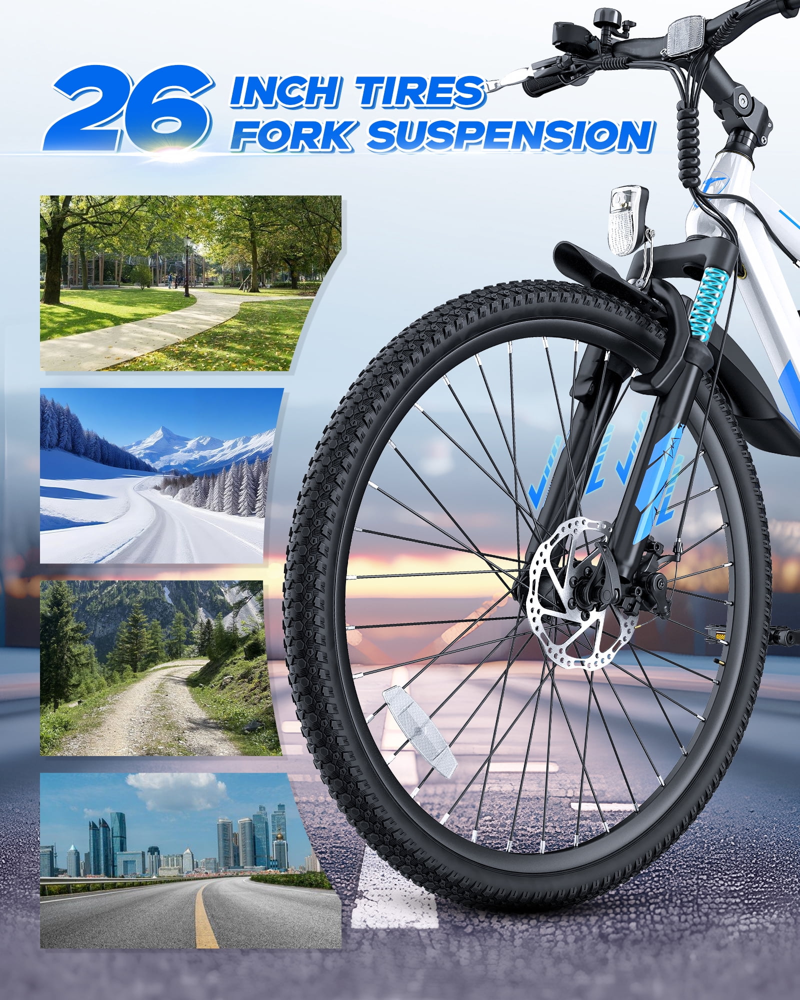 QNUT Full Aluminum Electric Bike for Adults & Teens, Peak 750W, Upgraded Adjustable Handlebars, 21-Speed Commuter E-Bike with Dual Disc Brakes, 40-Mile Range, for mountain & Commuter (Dawn Glide)