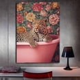 thumbnail image 3 of Mudket Framed Leopard in Pink Bathtub Canvas Wall Art, Floral Cheetah Print Bathroom Wall Decor, Cute Trendy Art Ready to Hang - 12"L x 8"W, 3 of 10