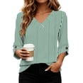 thumbnail image 7 of Qiggri 3/4 Length Sleeve Womens Tops Dressy Casual Blouses V Neck T Shirts Summer Tops Spring Outfits Loose Fit L, 7 of 7