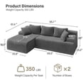 thumbnail image 4 of KAMEROUT 96" Modular Sectional Sofa Couches, L-Shaped Boneless Cloud Couch with Deep Seat & Plush Corduroy Fabric (Gray, Left Facing Chaise), 4 of 7