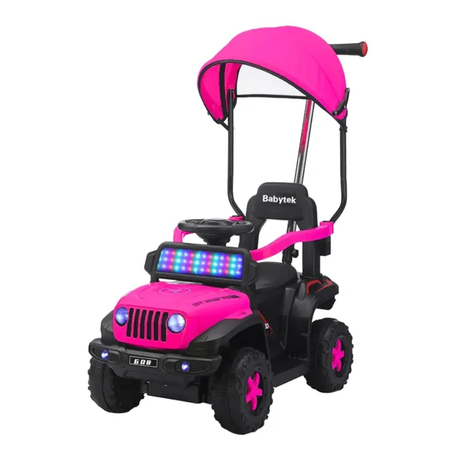The Baby Shop Correpasillos Bebé 3 En 1 Carro Montable Eléctrico Tipo Jeep Rosa