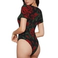 thumbnail image 3 of Naloa Roses Women's Short-Sleeved Onesie, One-Piece Swimsuit for Parties, dates, clubs - Small, 3 of 9