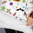 thumbnail image 3 of Oversized Wearable Blanket Hoodie,Playful Halloween Icons Pattern Sherpa Blanket Hoodie with Super Pockets,Super Warm Fuzzy Pullover for Women & Men, 3 of 6