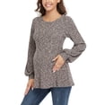 thumbnail image 2 of Ecavus Women's Maternity Sweater Bishop Sleeves Tunics Peplum Top Brown M, 2 of 6