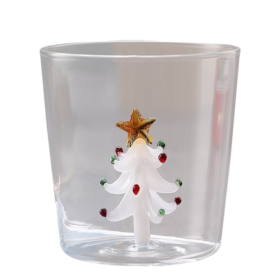 WEGFTDUOP Christmas Glass Cup Christmas Tree Cup Souvenir Gift Water Cup Milk Cup Coffee Cup
