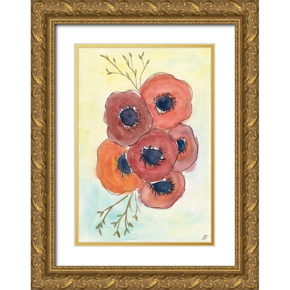 Lee, Judson 18x24 Gold Ornate Wood Framed with Double Matting Museum Art Print Titled - Anemones