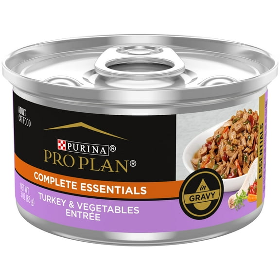 Purina Pro Plan Complete Essentials, Turkey Vegetables, Wet Cat Food 3 oz Cans, 24 Pack