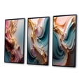 thumbnail image 3 of Designart "Exquisite Wave Symphony Liquid Gold and Pink IV" Abstract Shapes Framed Wall Art Set Of 3 - Gold Transitional Frame Canvas Set For Living Room Decor, 3 of 6