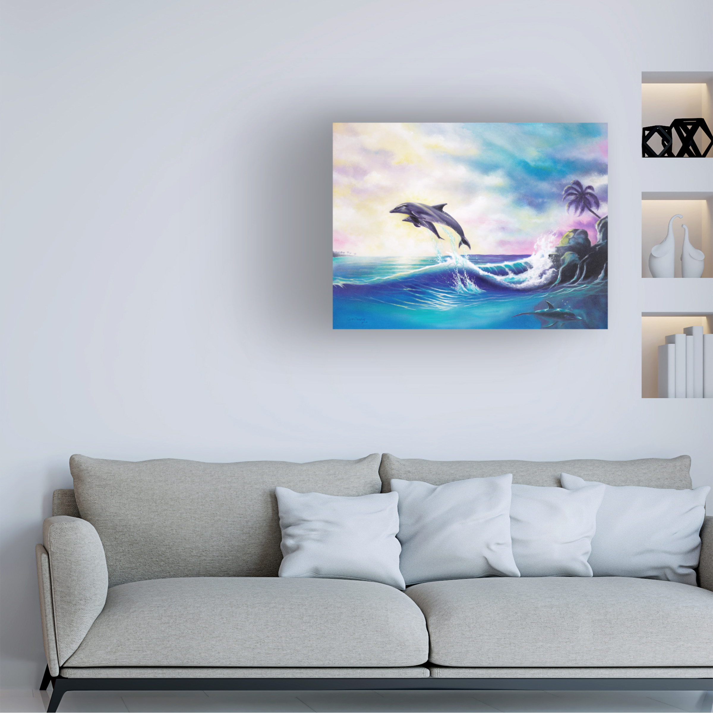 Trademark Fine Art 'Dolphins' Canvas Art by Geno Peoples