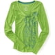 thumbnail image 1 of Aeropostale - Camiseta gráfica con purpurina para mujer, verde, pequeña, 1 of 1