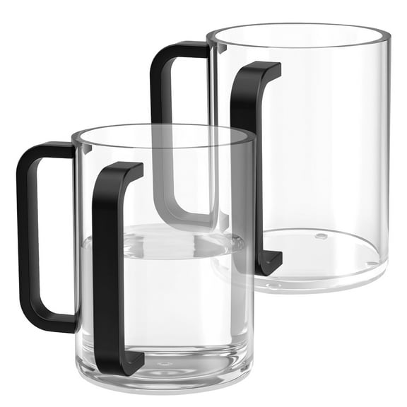 2 PCS Judaica Hand Washing Cup with Dual Handles, Clear Acrylic Netilat Yadayim Cup with Non Slip Pads for Jewish Ritual, Sabbath, Morning Cleansing, Holiday Prayer, Festival Table